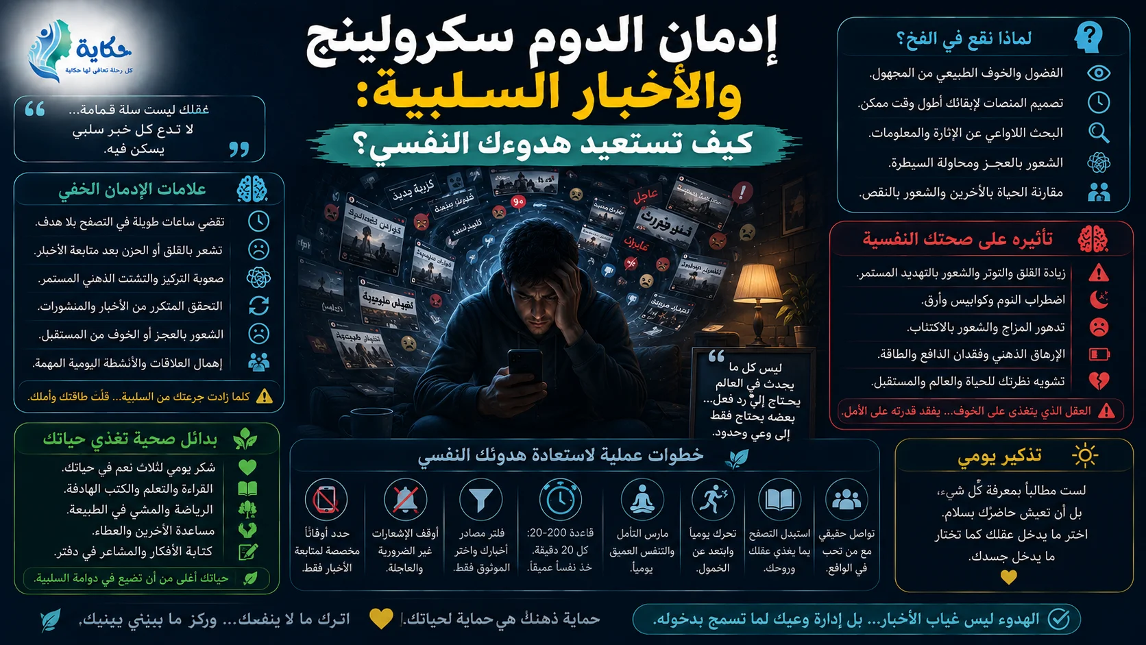 إدمان الدوم سكرولينج والأخبار السلبية: كيف تستعيد هدوءك النفسي؟